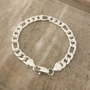 925 Sterling Silver Flat Chain Link Bracelet Modern Bracelet